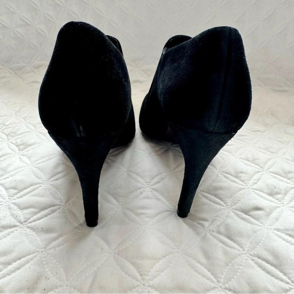 Cole Haan Allaire Shootie II Pointed Toe Suede Heeled Ankle Bootie Black Sz 9.5